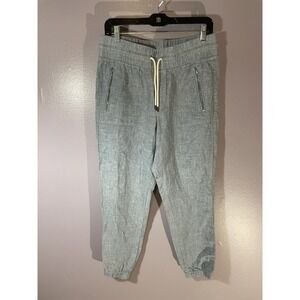 Athleta Women's 8 Linen Cropped Jogger Pants Cabo Stretch Lightweight Gray